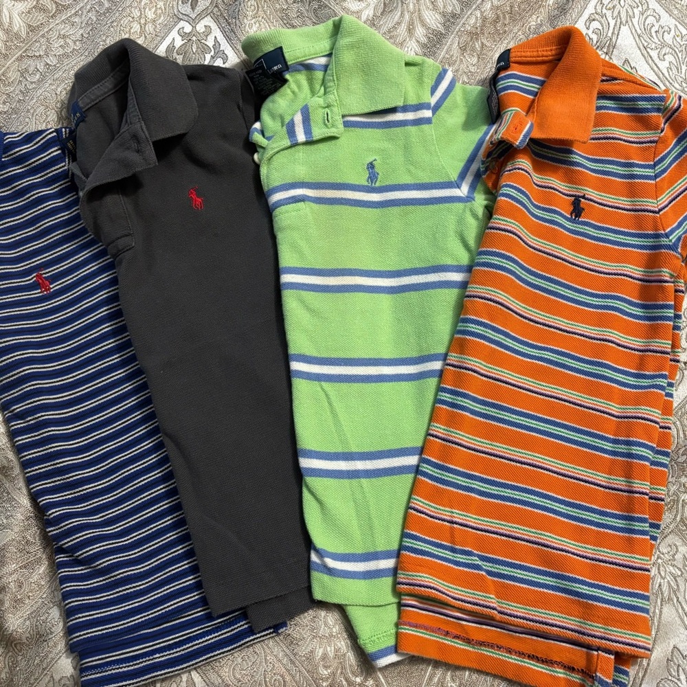 Ralph Lauren Striped Polo Shirt Collection - Navy, Black, Green, Orange